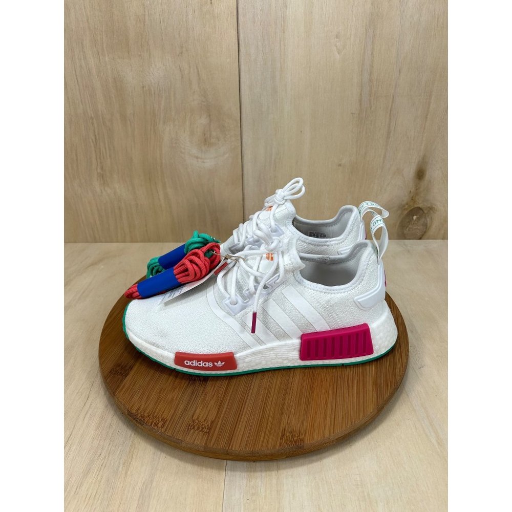 NEW Adidas NMD R1 White Magenta Green Athletic Running Shoes Womens Size 8.5